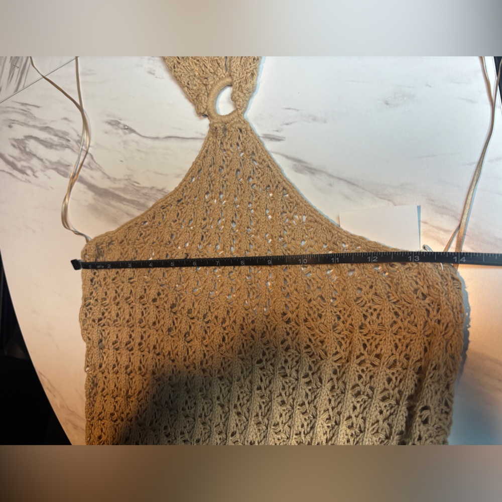 Un.Affected Australia Fitted Camel Crochet Knit Midi Dress- NOT BROWN see photos - Picture 9 of 15